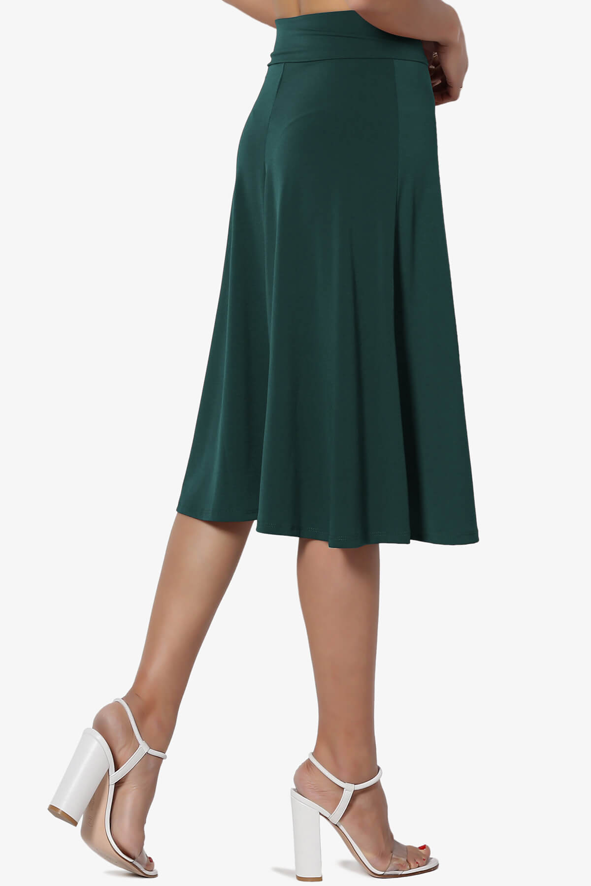 Nolan Stretch Flared Knee Skirt PLUS HUNTER GREEN_4