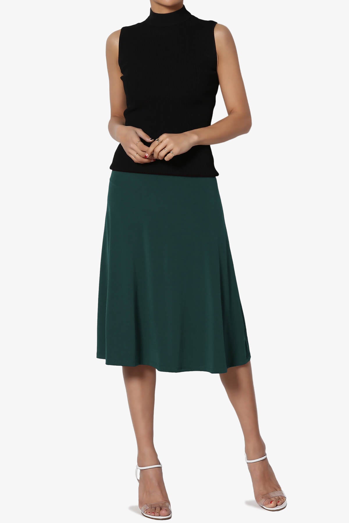 Nolan Stretch Flared Knee Skirt PLUS HUNTER GREEN_6