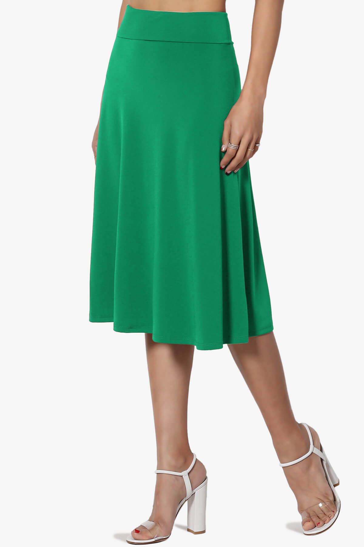 Nolan Stretch Flared Knee Skirt KELLY GREEN_3