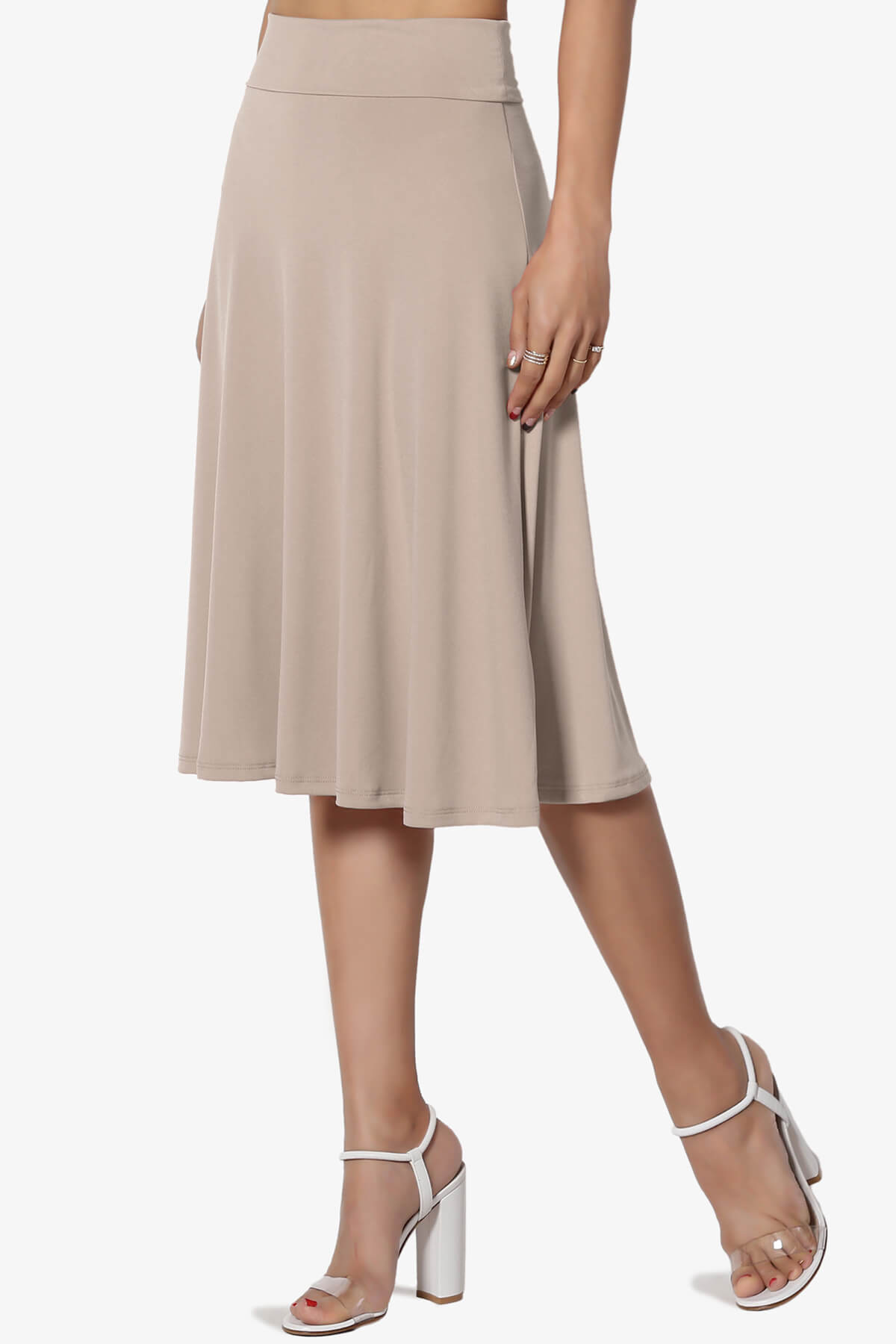 Nolan Stretch Flared Knee Skirt LIGHT MOCHA_3