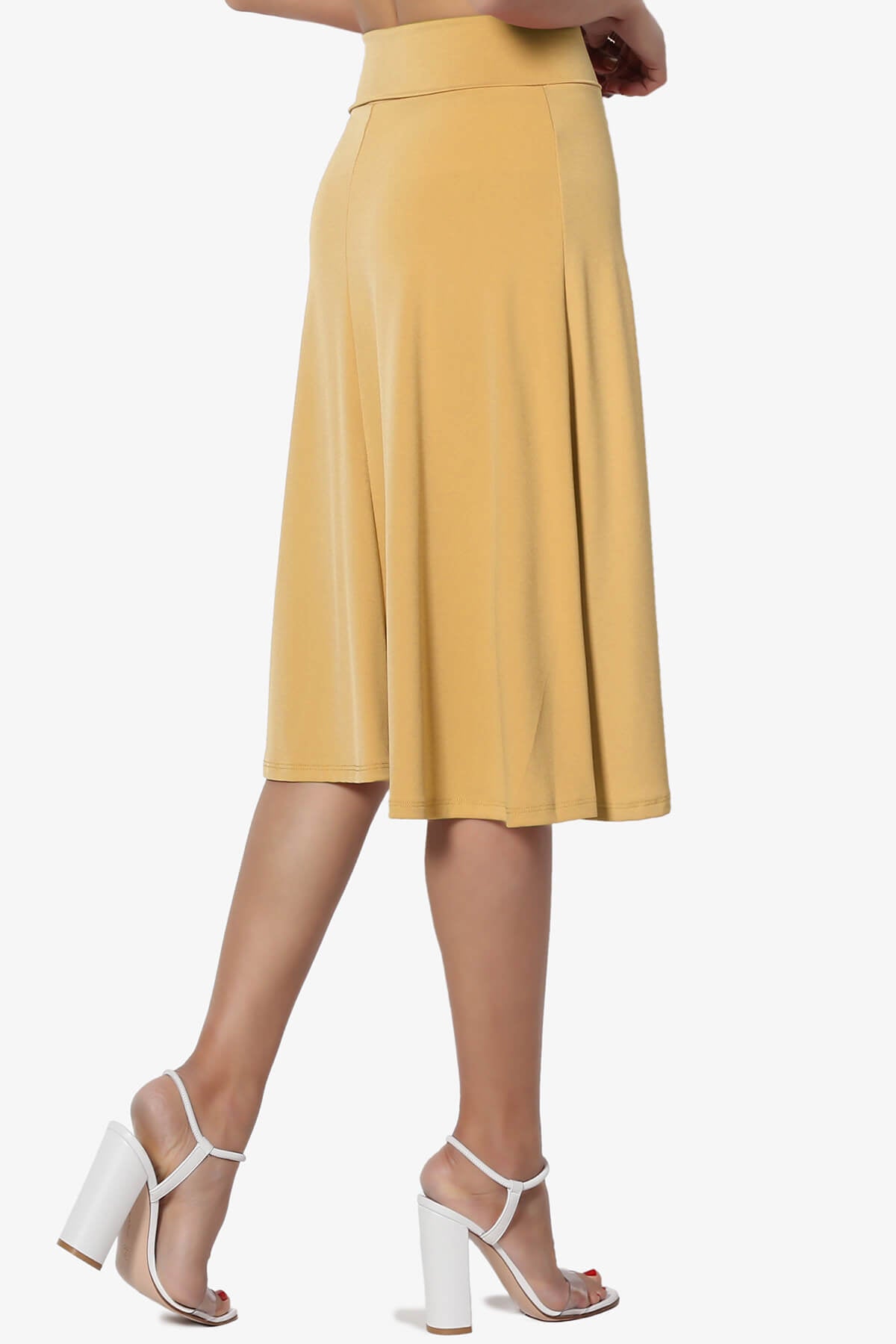 Nolan Stretch Flared Knee Skirt LIGHT MUSTARD_4