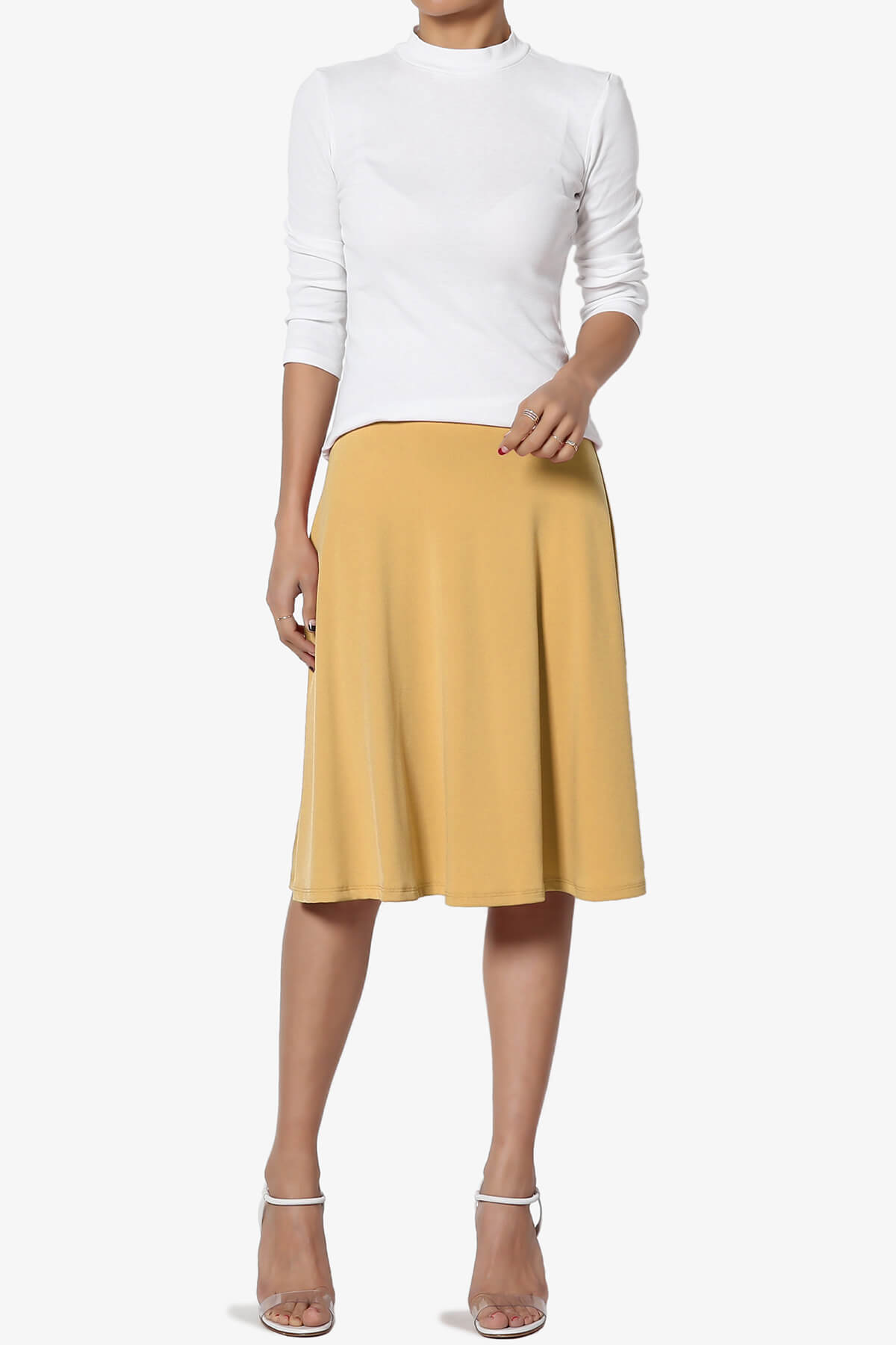 Nolan Stretch Flared Knee Skirt LIGHT MUSTARD_6