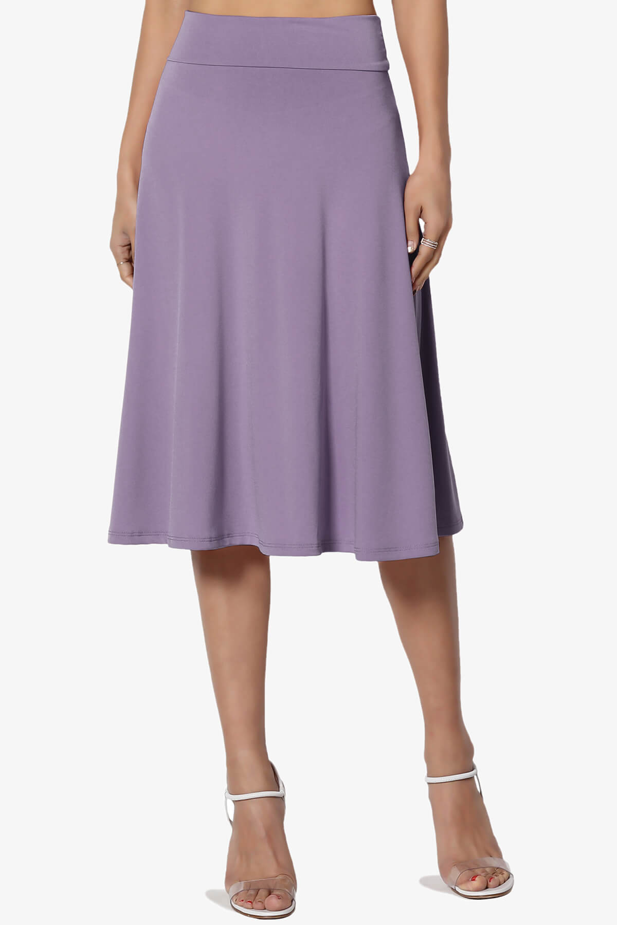 Nolan Stretch Flared Knee Skirt PLUS LILAC GREY_1