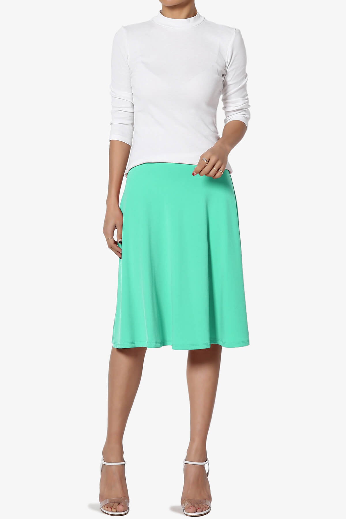 Nolan Stretch Flared Knee Skirt MINT_6