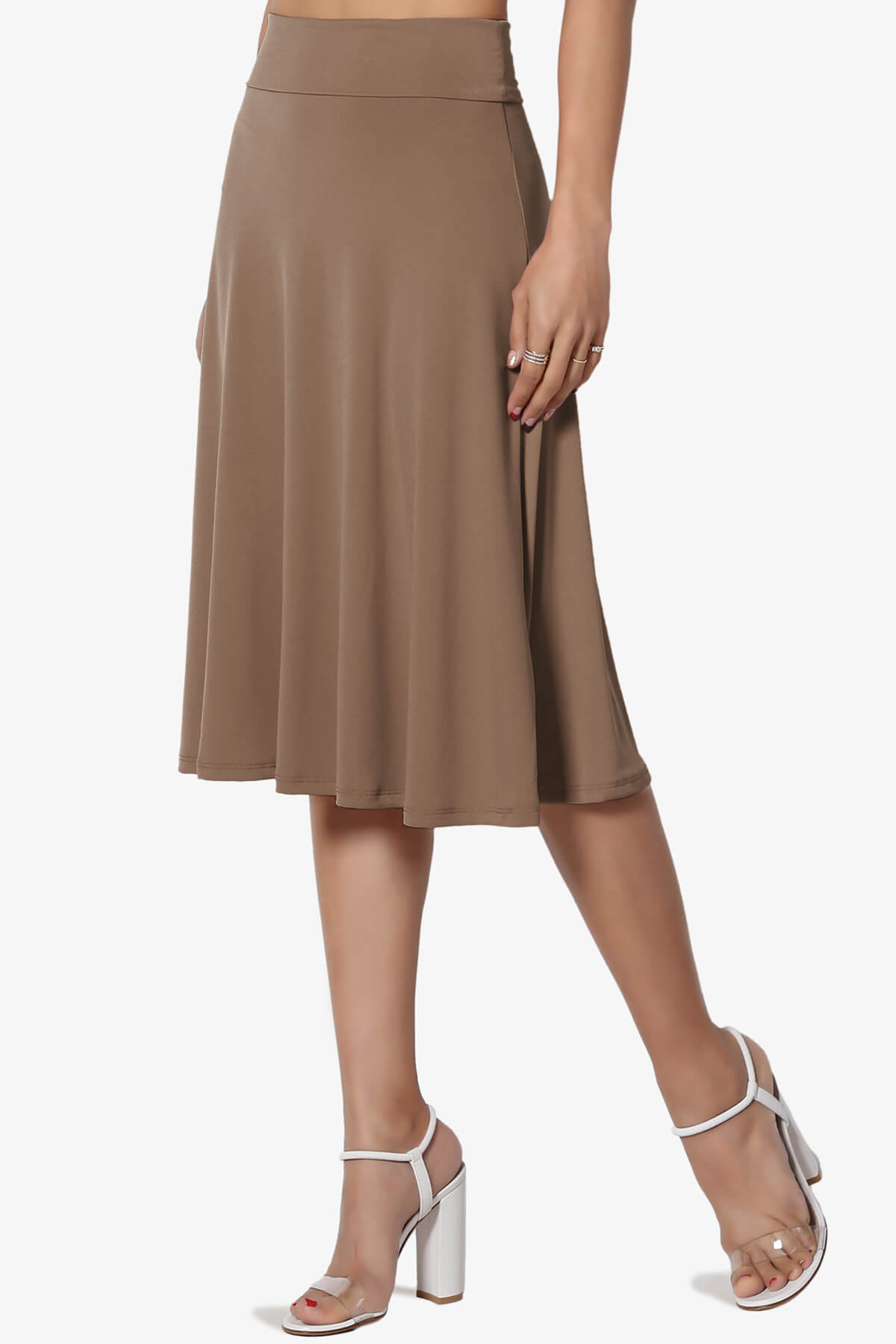 Nolan Stretch Flared Knee Skirt MOCHA_3