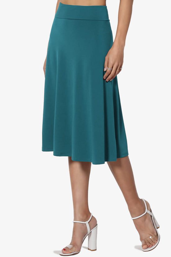 Nolan Stretch Flared Knee Skirt TEAL_3