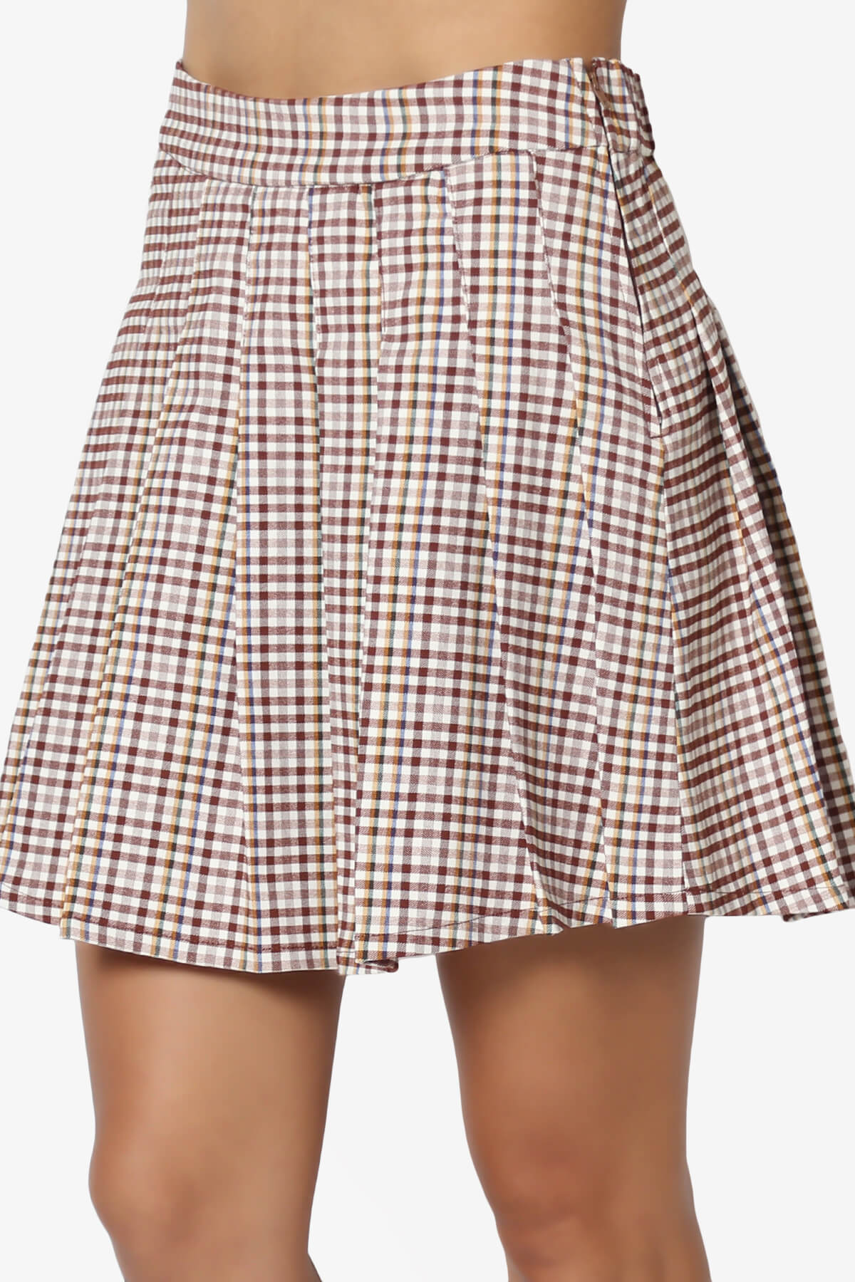 Ocala Checked Pleated Skirt BROWN_5