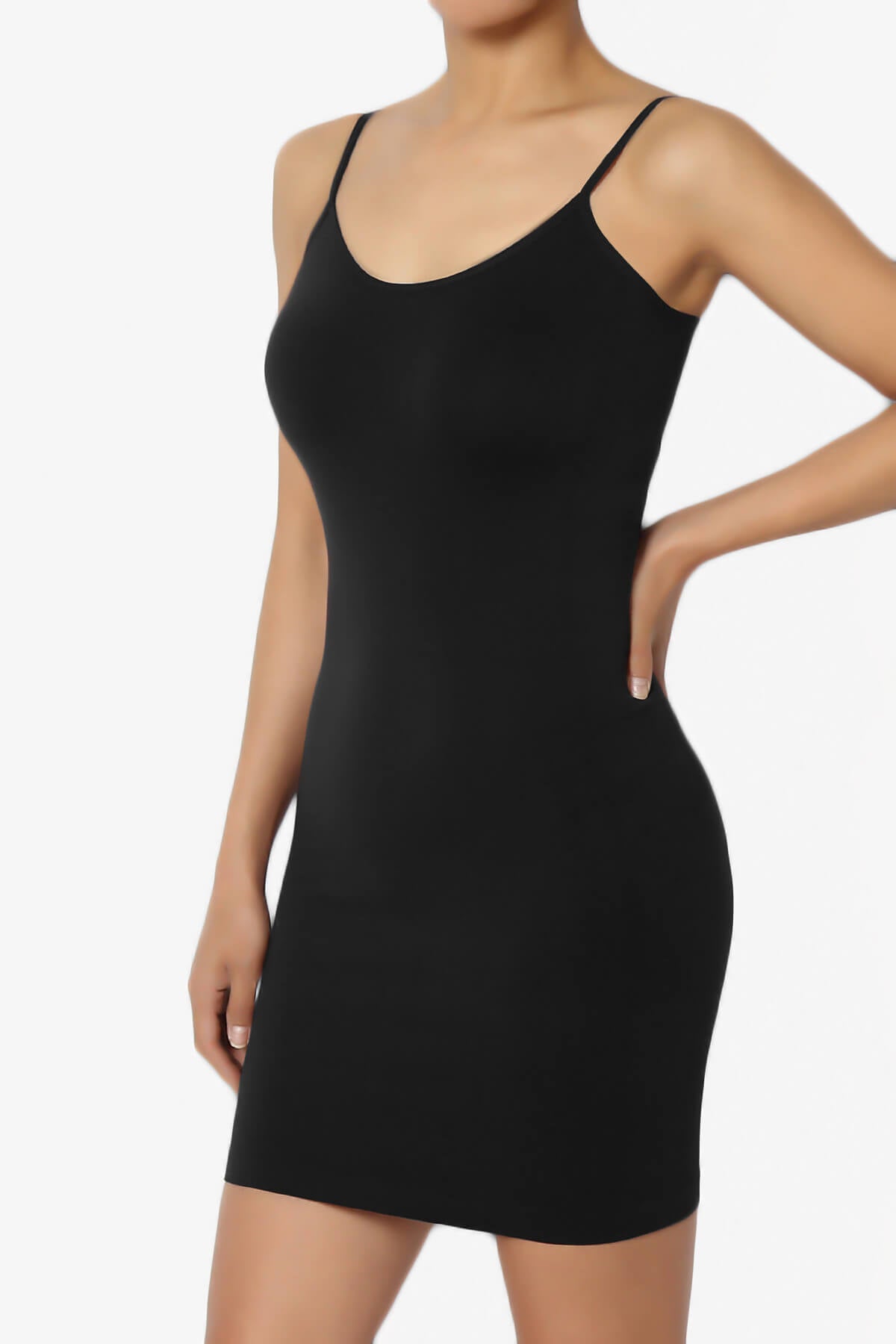 Load image into Gallery viewer, Olivarra Seamless Slip Dress BLACK_3
