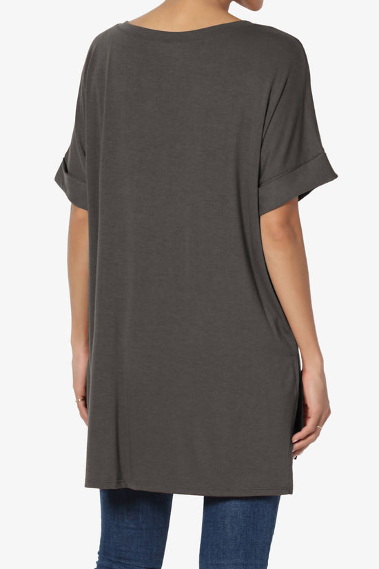 Load image into Gallery viewer, Onella V-Neck Rolled Short Sleeve Top ASH GREY_2
