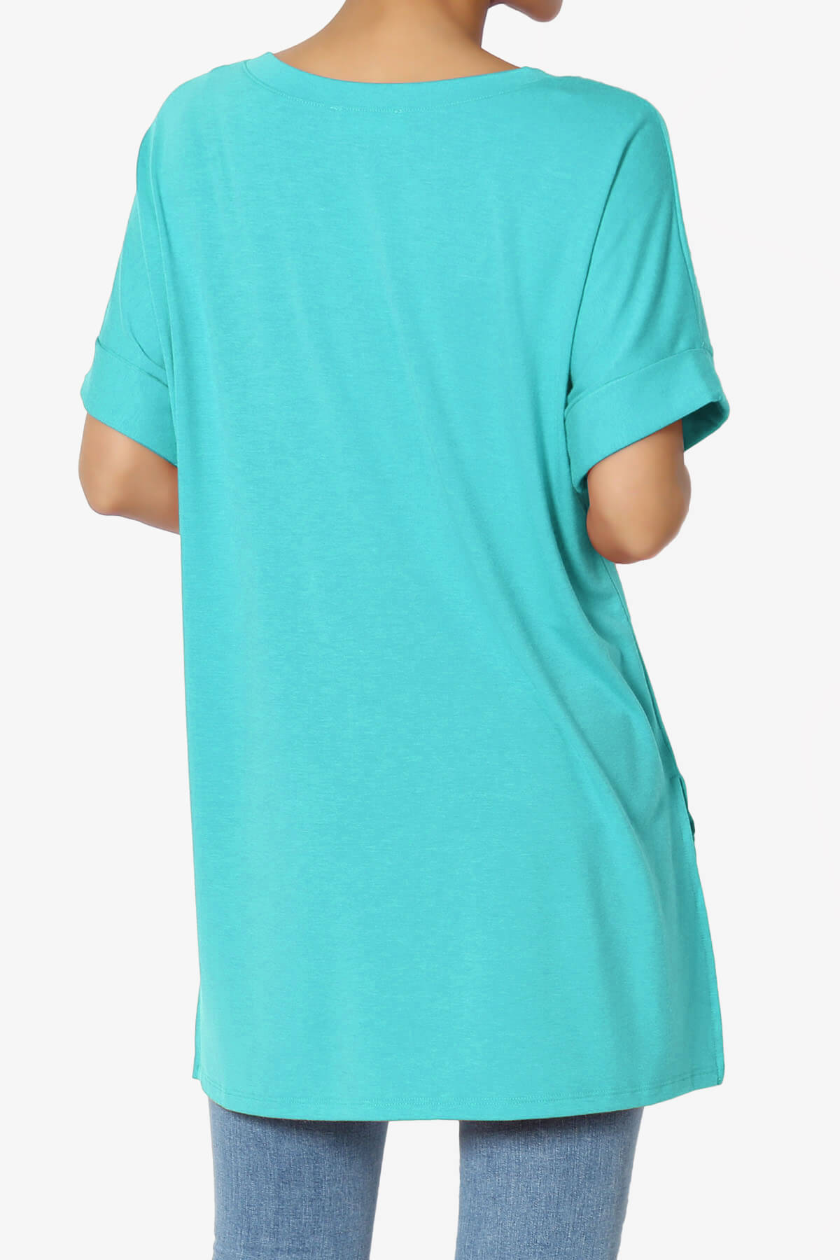Load image into Gallery viewer, Onella V-Neck Rolled Short Sleeve Top ICE BLUE_2
