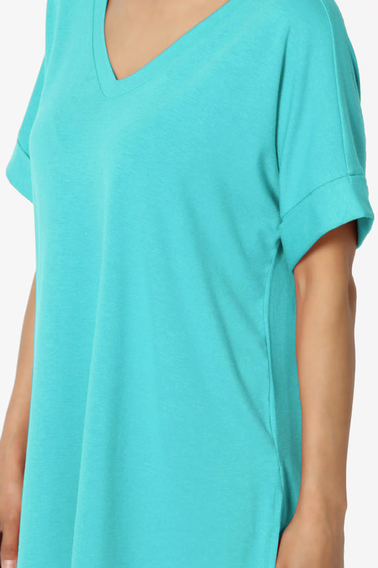 Onella V-Neck Rolled Short Sleeve Top ICE BLUE_5