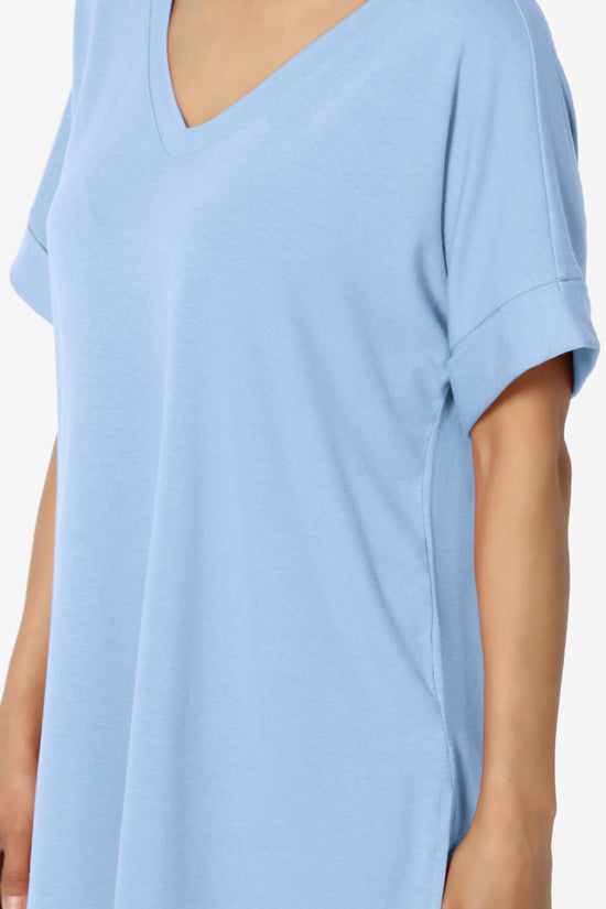 Load image into Gallery viewer, Onella V-Neck Rolled Short Sleeve Top LIGHT BLUE_5
