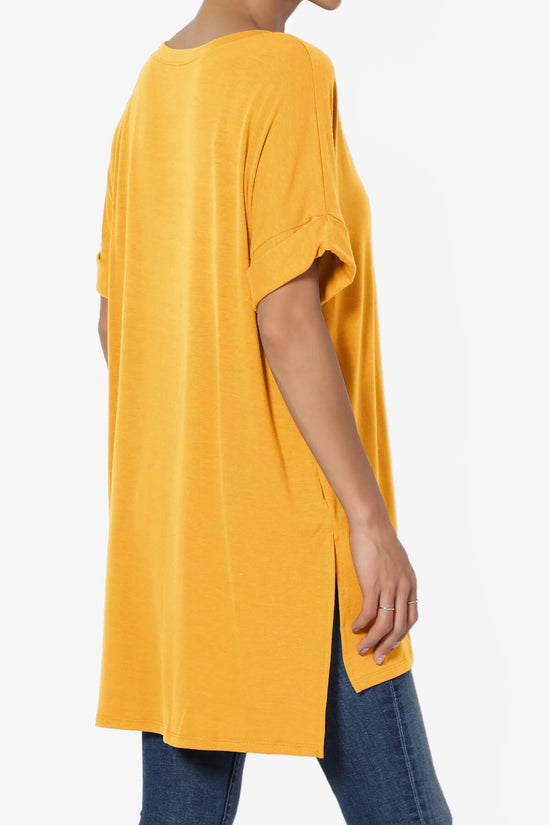 Load image into Gallery viewer, Onella V-Neck Rolled Short Sleeve Top MUSTARD_4
