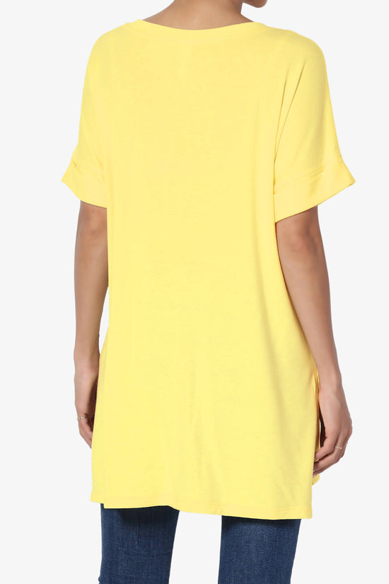 Onella V-Neck Rolled Short Sleeve Top YELLOW_2