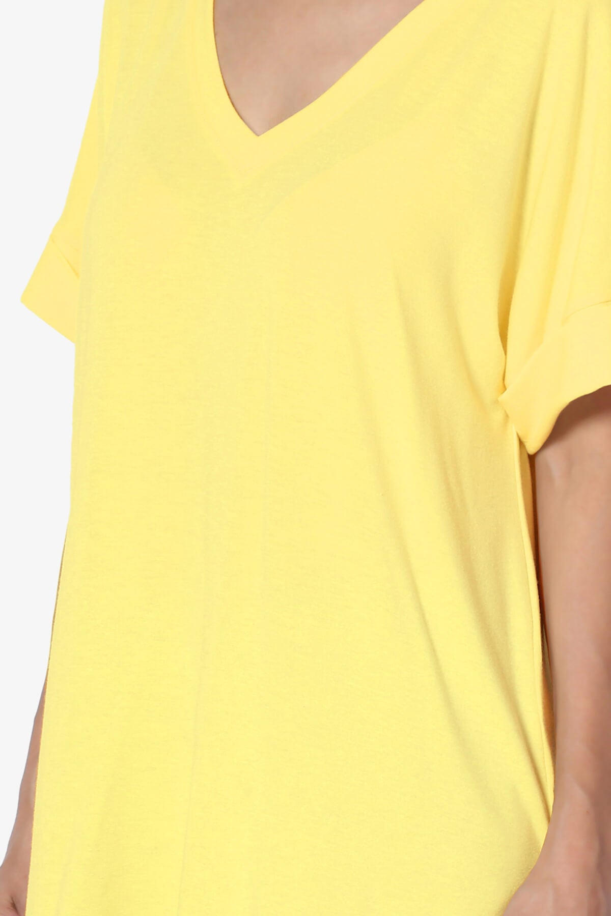 Onella V-Neck Rolled Short Sleeve Top YELLOW_5