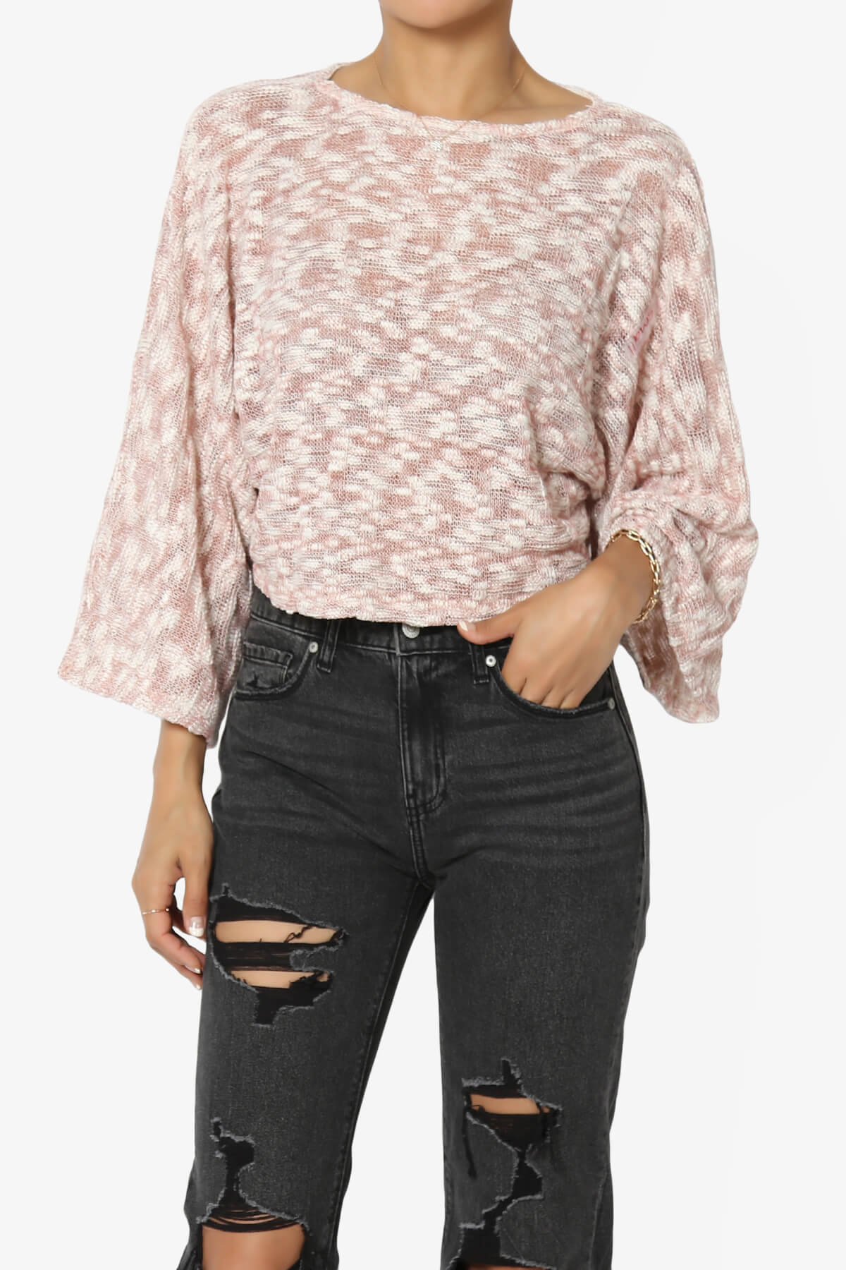 Load image into Gallery viewer, Paige Marled Knit Boxy Crop Top DARK MAUVE_1
