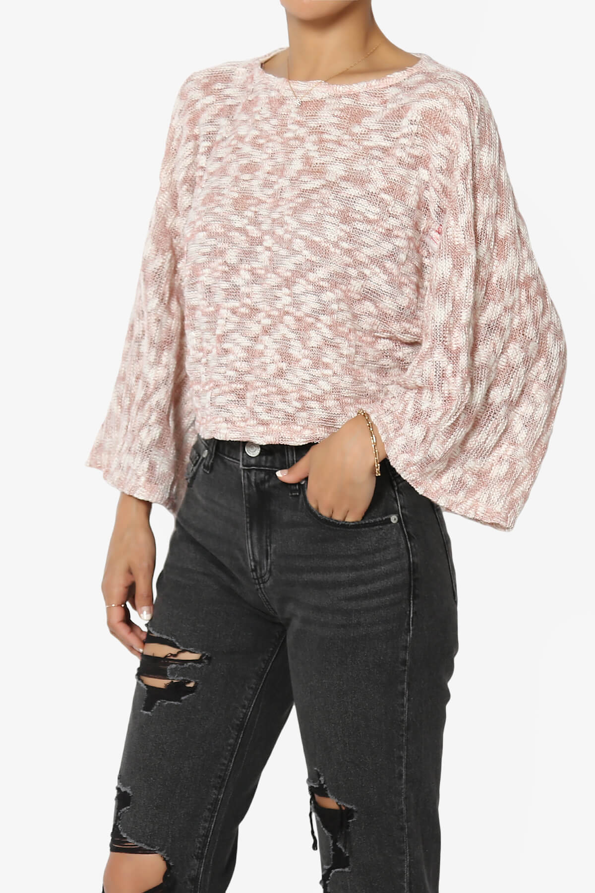Load image into Gallery viewer, Paige Marled Knit Boxy Crop Top DARK MAUVE_3

