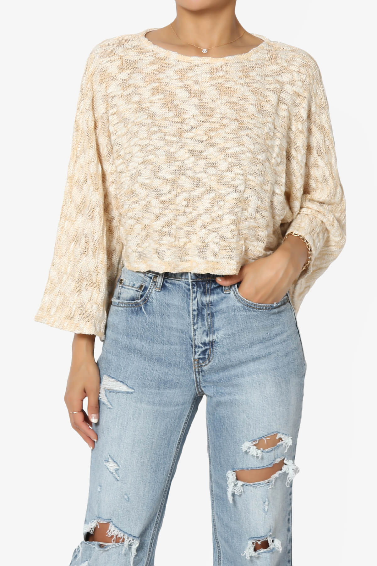 Load image into Gallery viewer, Paige Marled Knit Boxy Crop Top MUSTARD_1
