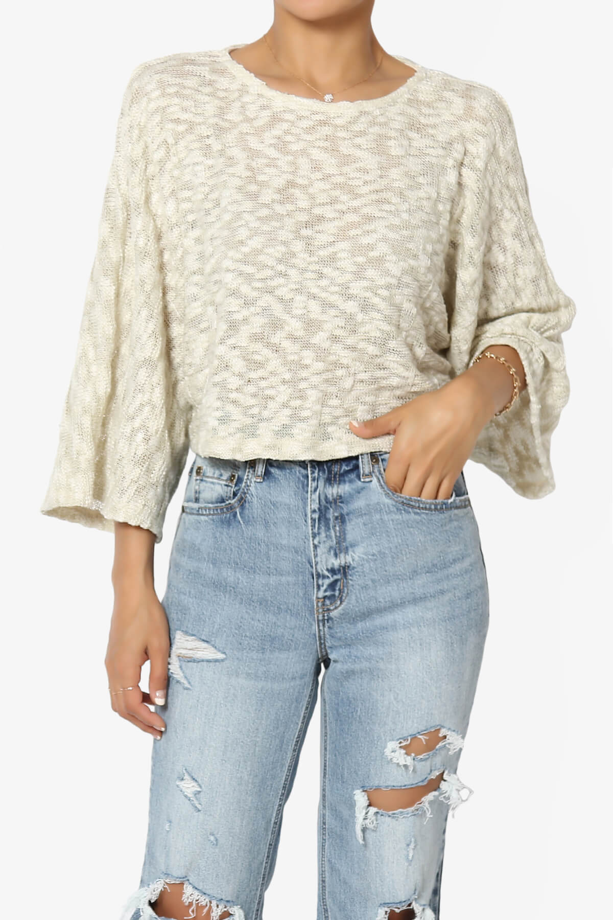 Load image into Gallery viewer, Paige Marled Knit Boxy Crop Top SAGE_1
