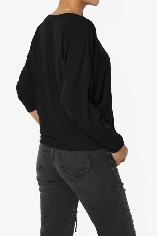 Load image into Gallery viewer, Pepper Dolman Sleeve Ribbed Top BLACK_4
