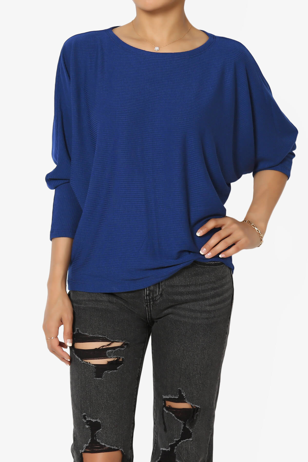 Load image into Gallery viewer, Pepper Dolman Sleeve Ribbed Top BRIGHT BLUE_1
