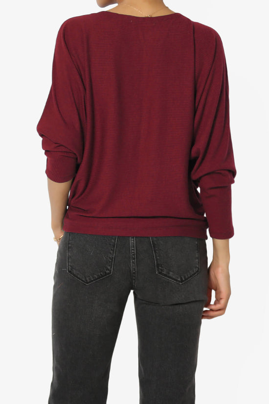 Load image into Gallery viewer, Pepper Dolman Sleeve Ribbed Top BURGUNDY_2
