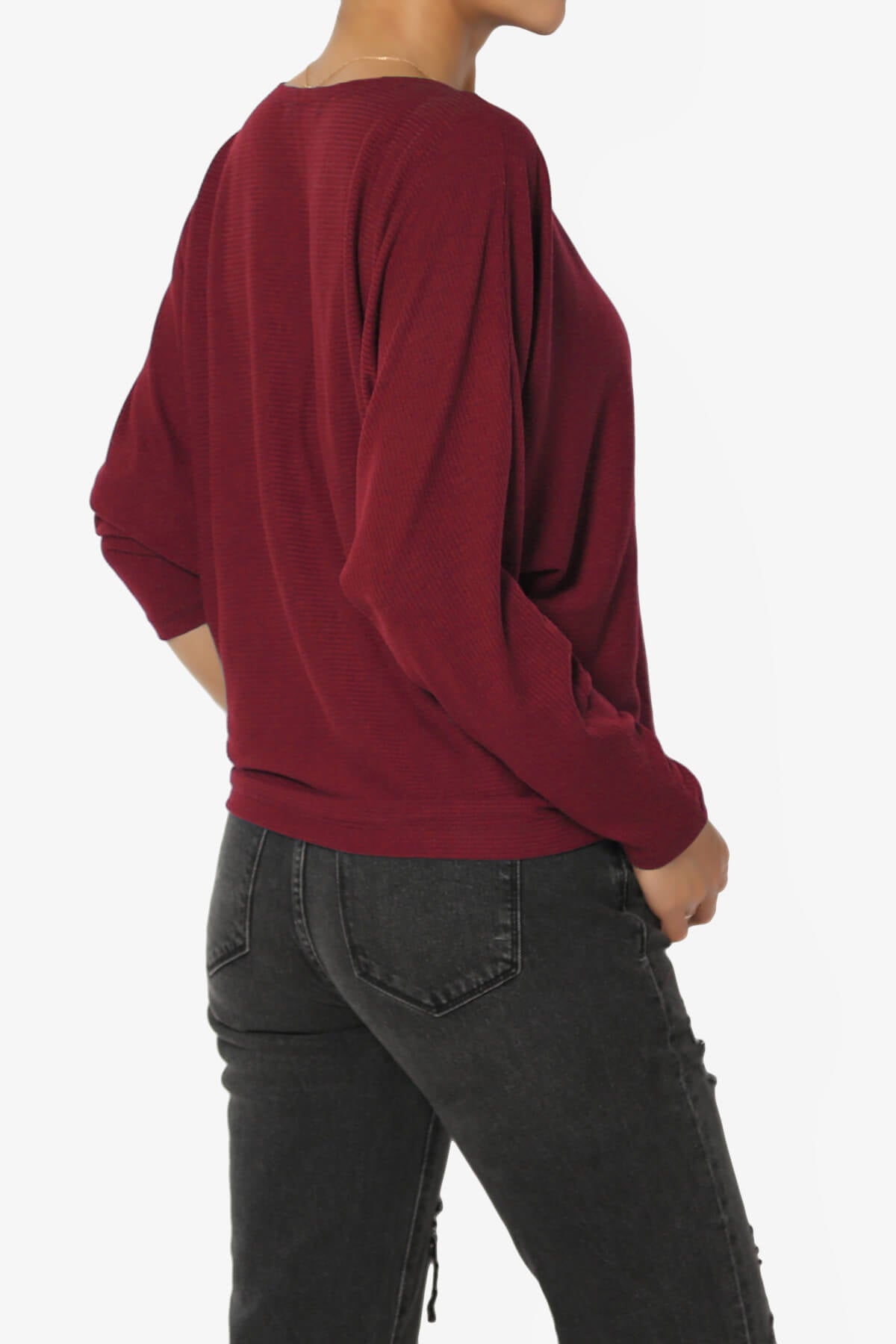 Load image into Gallery viewer, Pepper Dolman Sleeve Ribbed Top BURGUNDY_4
