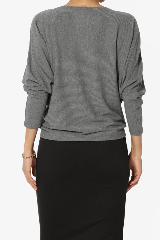 Pepper Dolman Sleeve Ribbed Top CHARCOAL_2