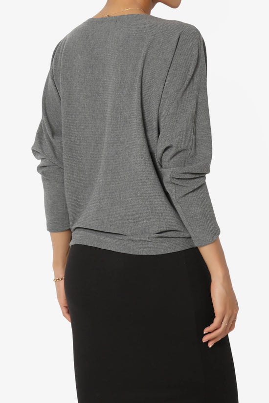 Pepper Dolman Sleeve Ribbed Top CHARCOAL_4