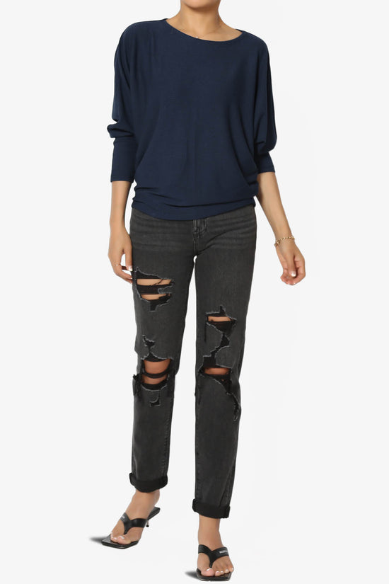 Load image into Gallery viewer, Pepper Dolman Sleeve Ribbed Top DARK NAVY_6
