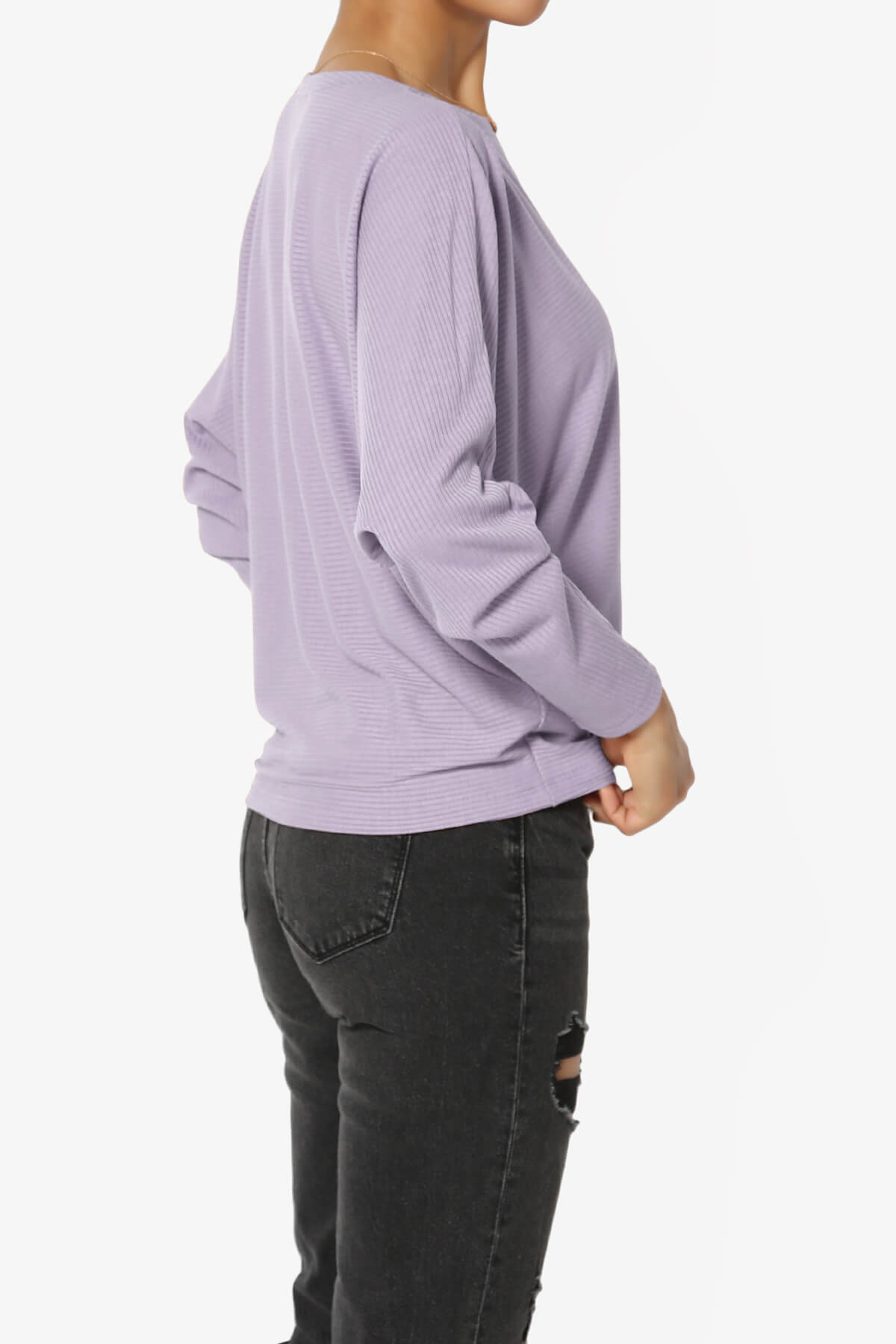 Load image into Gallery viewer, Pepper Dolman Sleeve Ribbed Top LAVENDER_4
