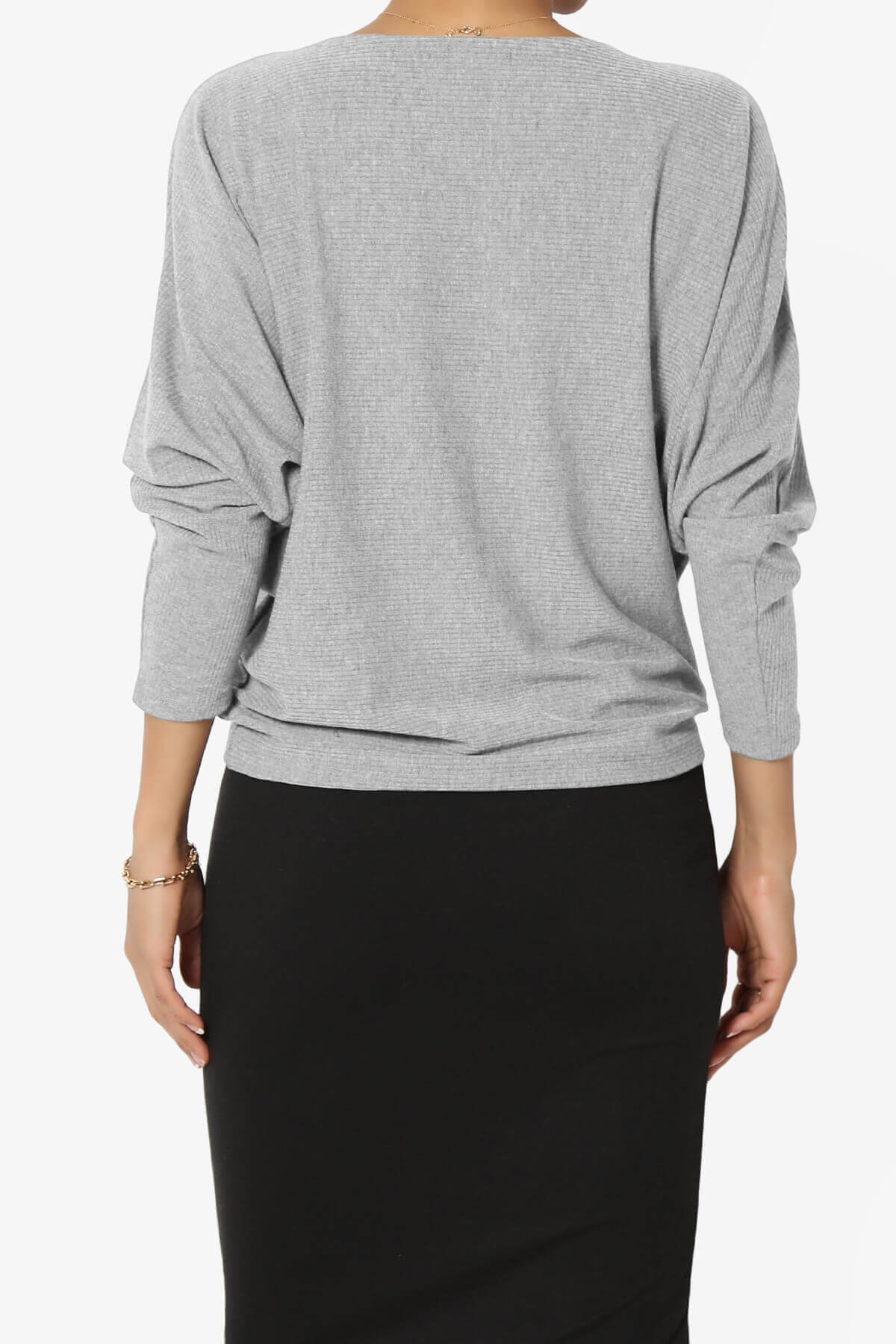 Load image into Gallery viewer, Pepper Dolman Sleeve Ribbed Top MED HEATHER_2
