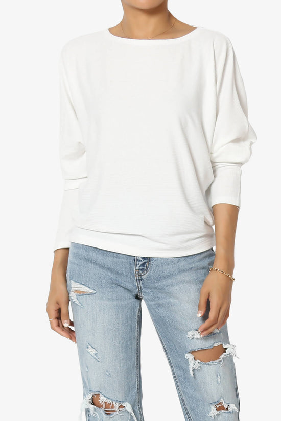 Pepper Dolman Sleeve Ribbed Top OFF WHITE_1