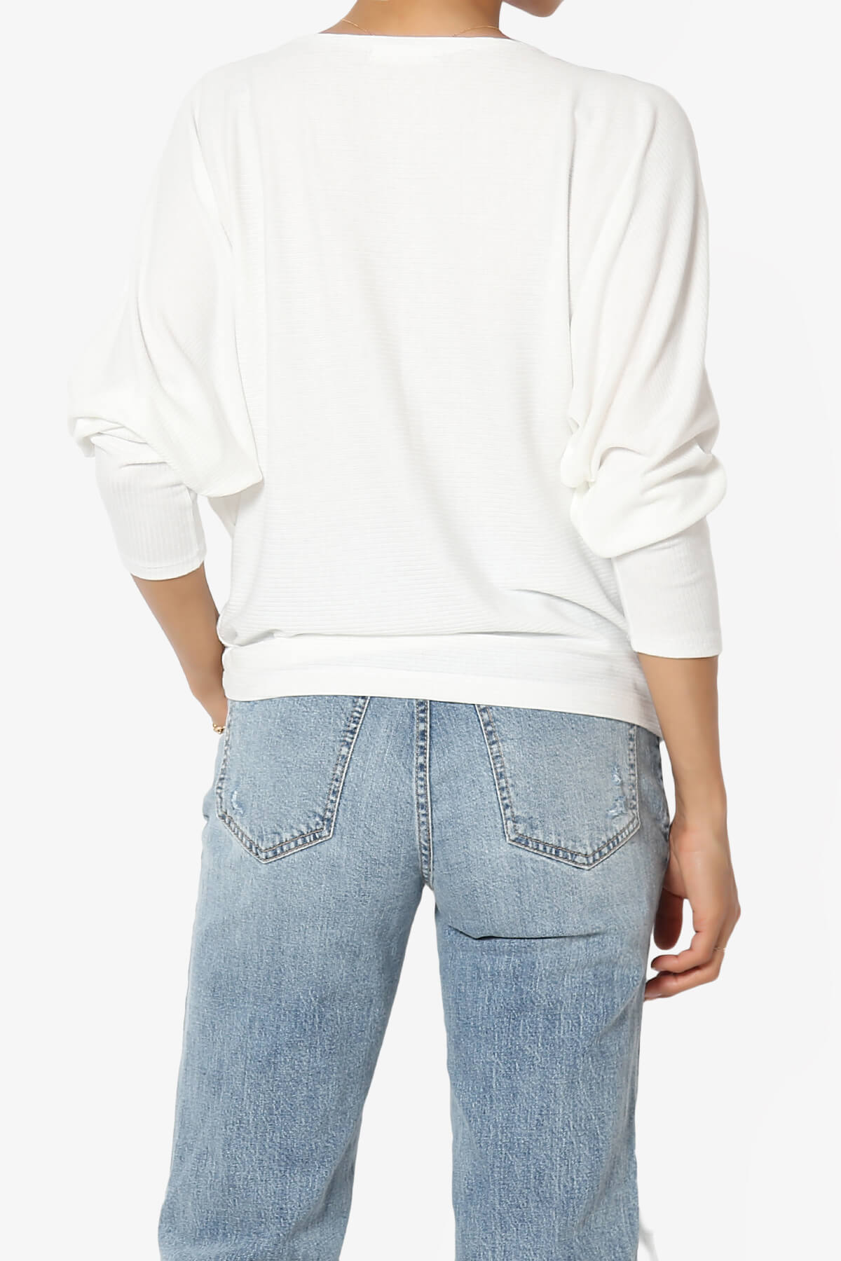 Pepper Dolman Sleeve Ribbed Top OFF WHITE_2