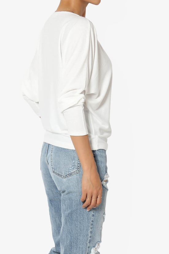 Pepper Dolman Sleeve Ribbed Top OFF WHITE_4