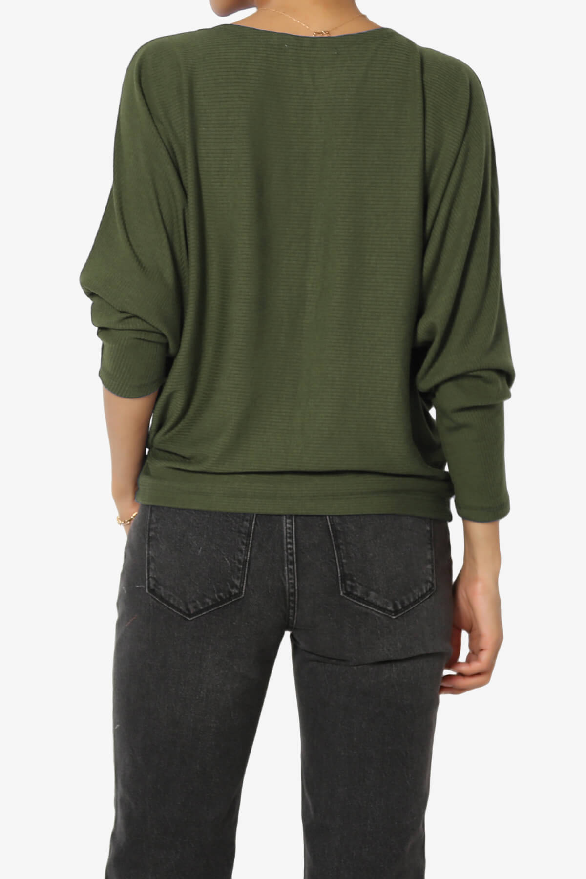 Load image into Gallery viewer, Pepper Dolman Sleeve Ribbed Top OLIVE_2
