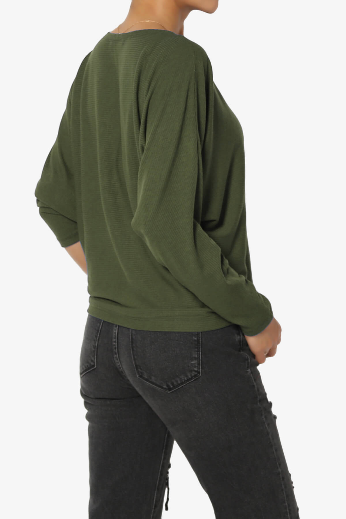 Pepper Dolman Sleeve Ribbed Top OLIVE_4