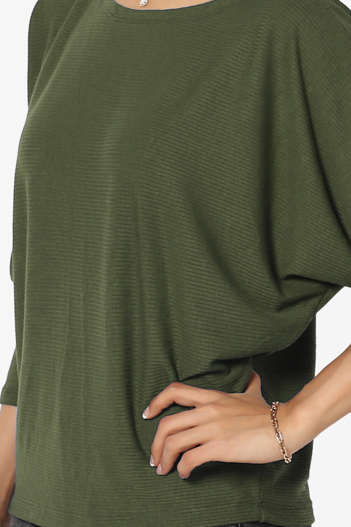 Pepper Dolman Sleeve Ribbed Top OLIVE_5