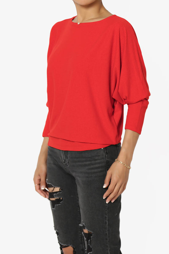 Pepper Dolman Sleeve Ribbed Top RED_3