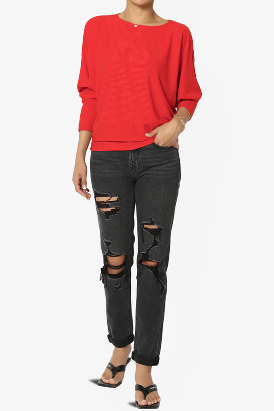 Pepper Dolman Sleeve Ribbed Top RED_6