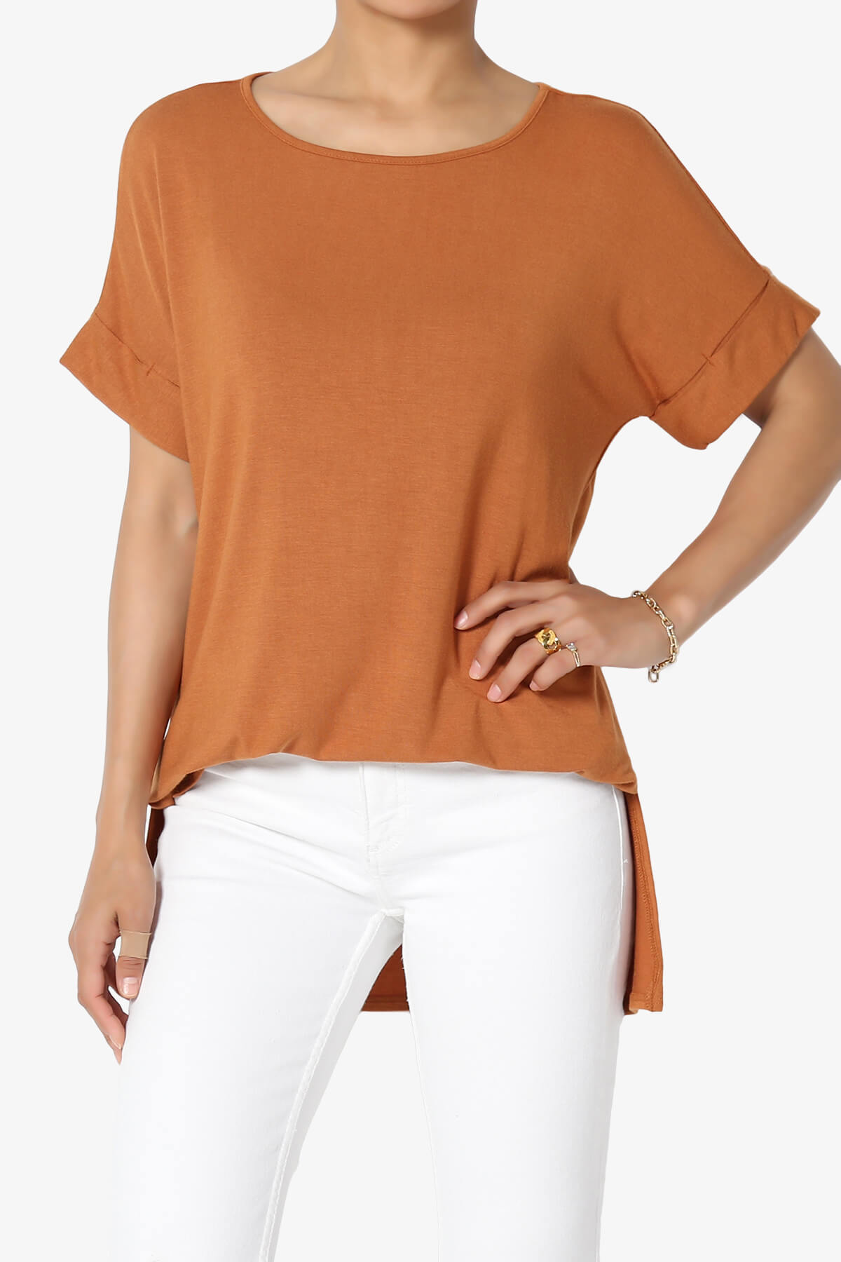 Load image into Gallery viewer, Poloma Modal Jersey Boat Neck Top ALMOND_1

