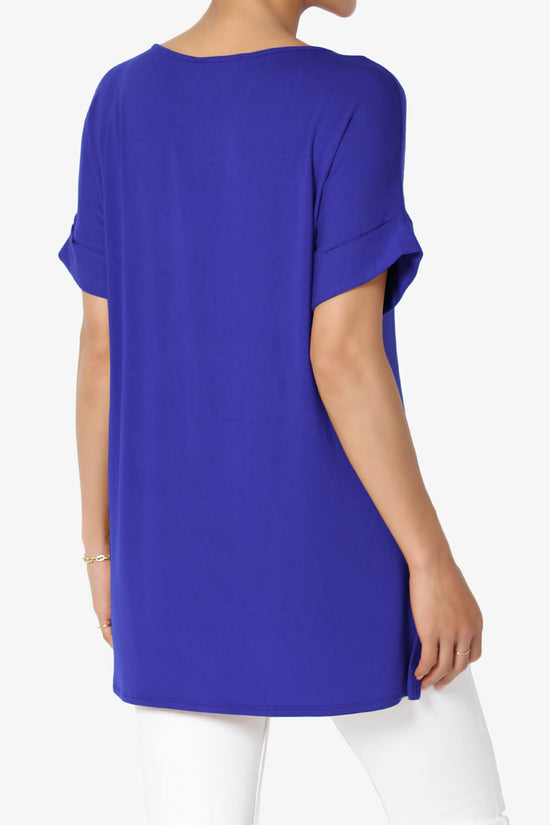Load image into Gallery viewer, Poloma Modal Jersey Boat Neck Top BRIGHT BLUE_4

