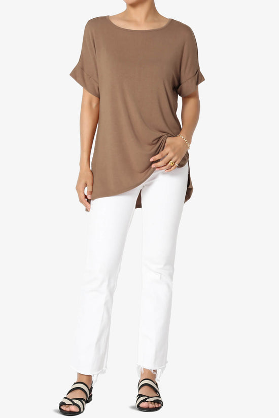 Load image into Gallery viewer, Poloma Modal Jersey Boat Neck Top DEEP CAMEL_6
