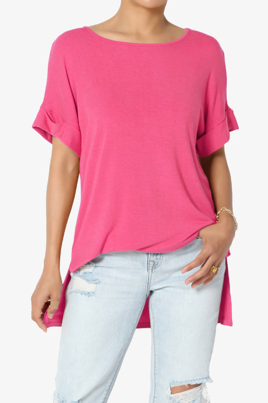 Load image into Gallery viewer, Poloma Modal Jersey Boat Neck Top FUCHSIA_1
