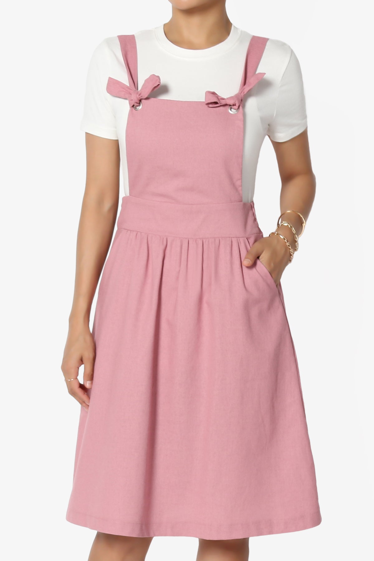 Load image into Gallery viewer, Titus Linen Suspender A-Line Skirt
