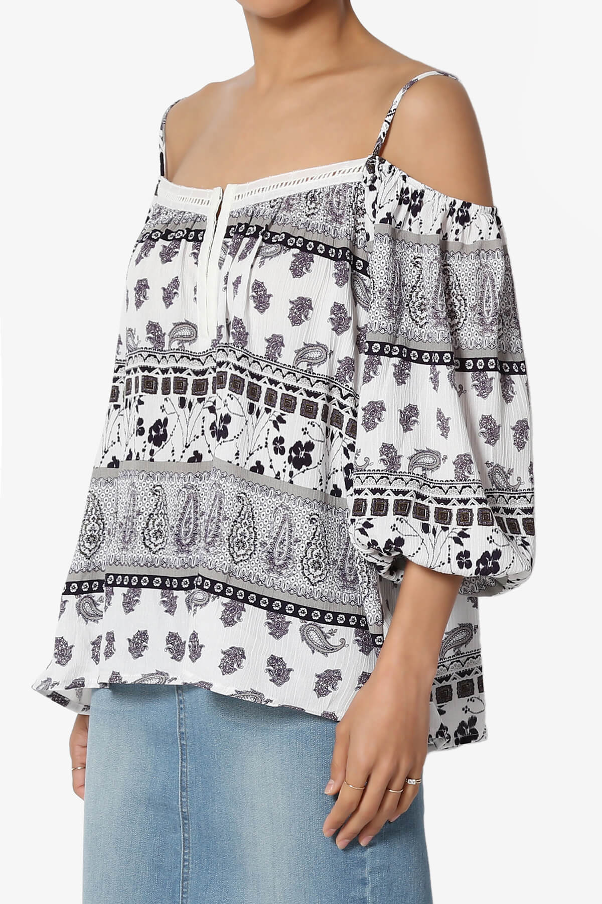Scamp Paisley Cold Shoulder Top IVORY_3