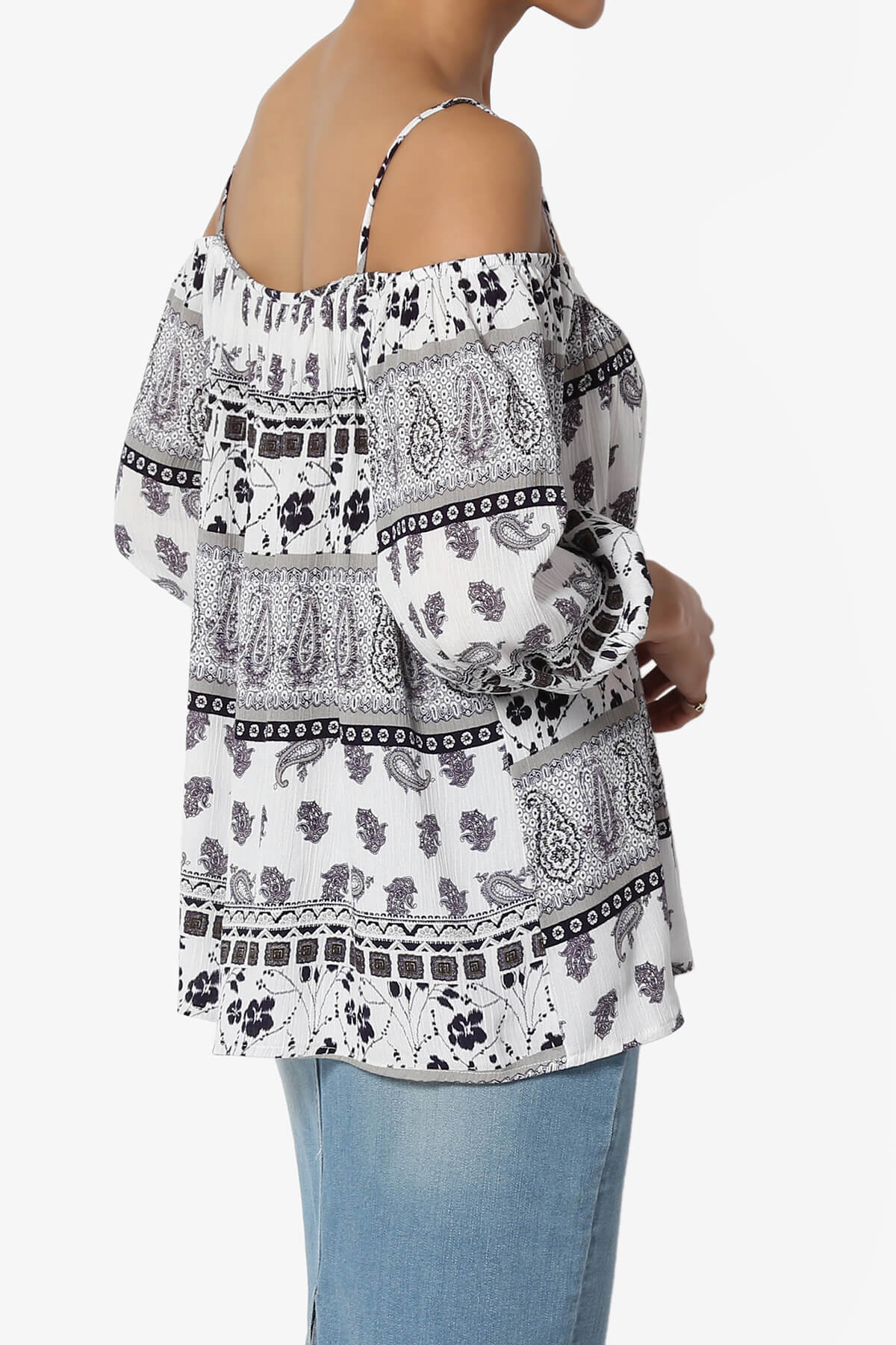 Load image into Gallery viewer, Scamp Paisley Cold Shoulder Top IVORY_4
