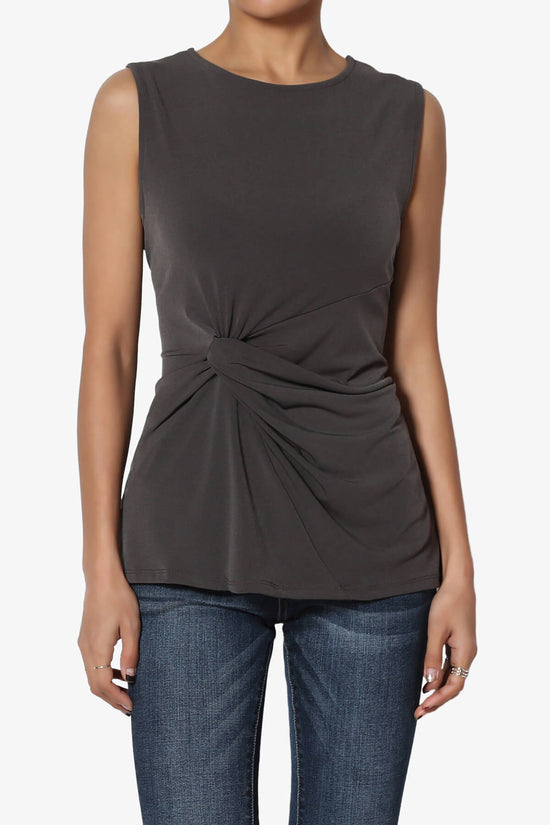 Load image into Gallery viewer, Qutie Knot Front Tank Top ASH GREY_1
