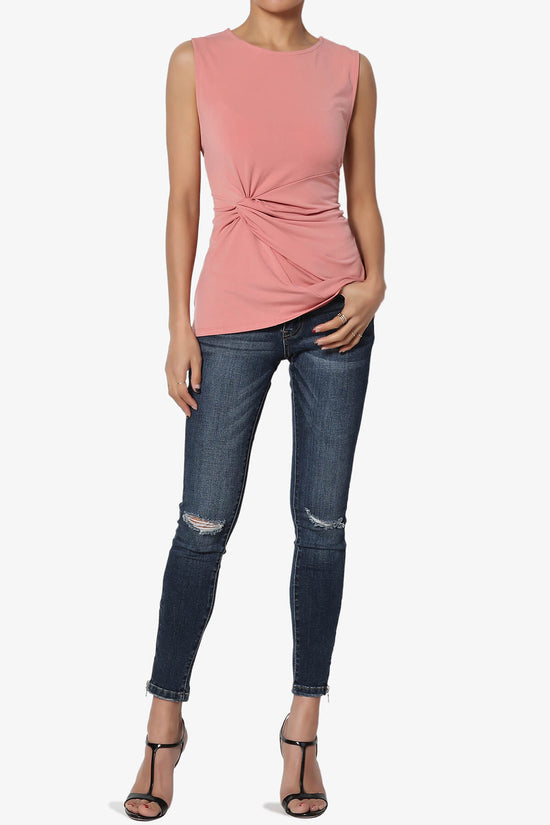 Load image into Gallery viewer, Qutie Knot Front Tank Top ASH ROSE_6
