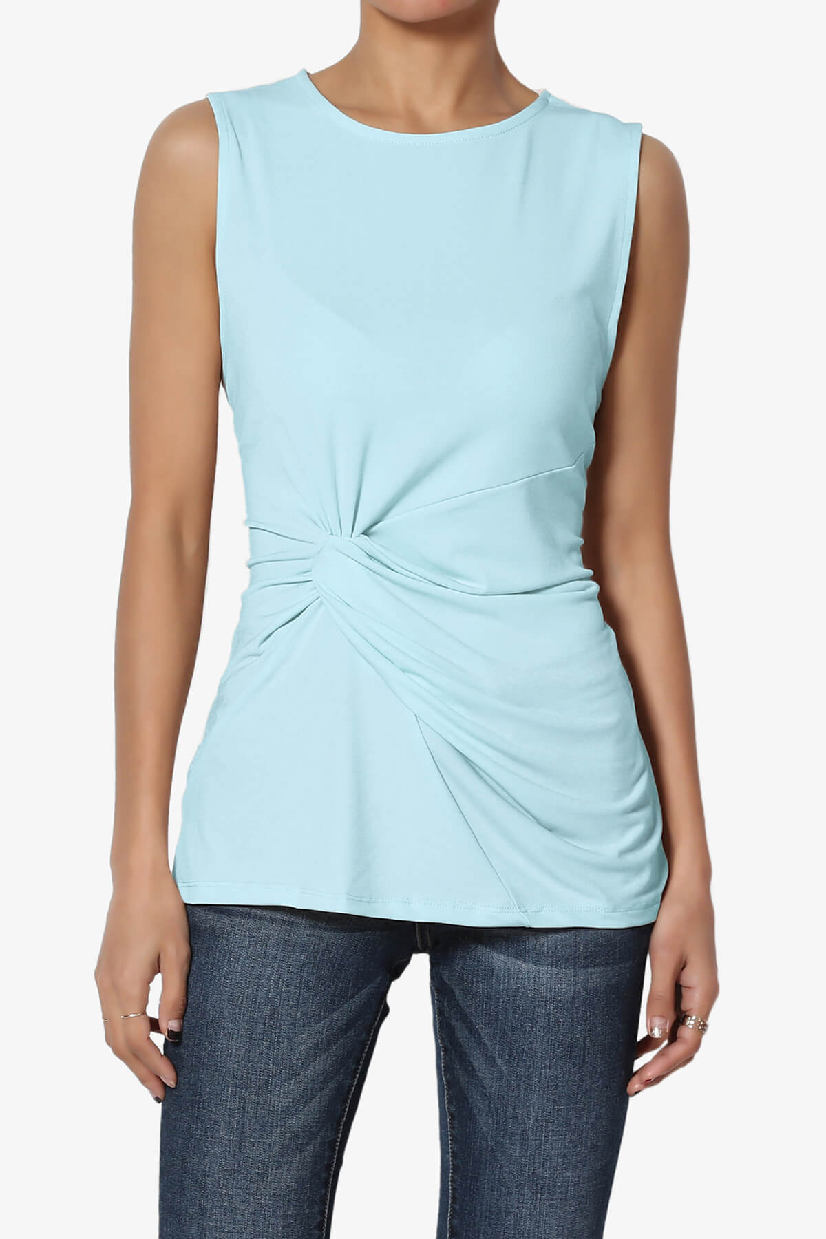 Load image into Gallery viewer, Qutie Knot Front Tank Top BABY BLUE_1
